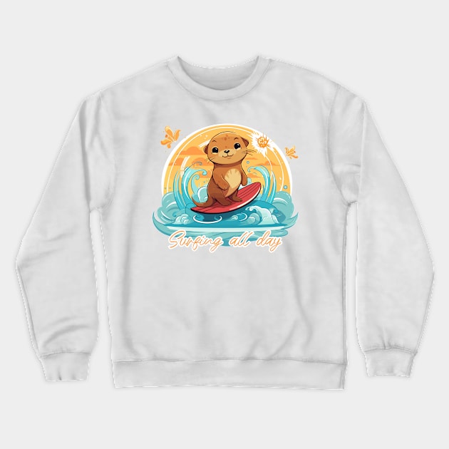 Surfing all day Crewneck Sweatshirt by JessCrafts